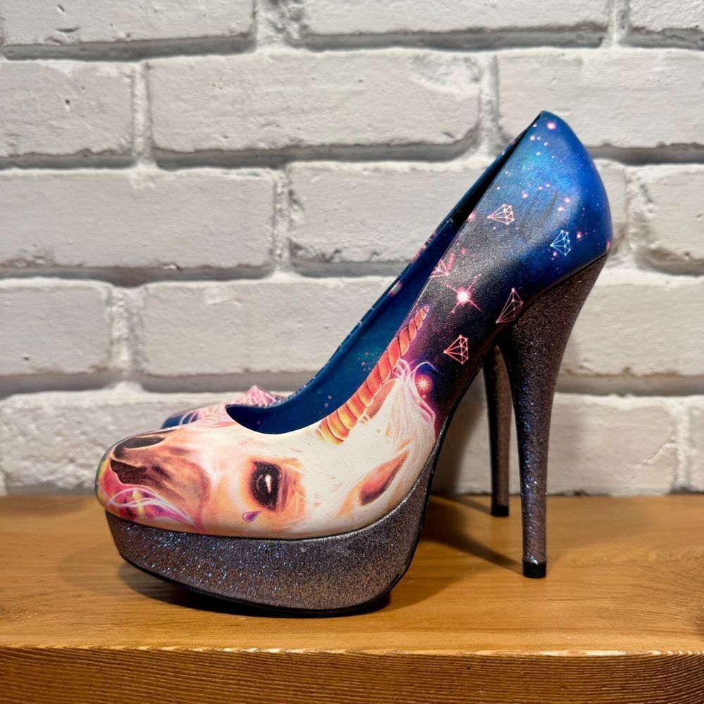 🦄✨ IRON FIST by Avril Lavigne Unicorn Galaxy Platform Heels BRAND NEW in Box ✨🦄 - Picture 7 of 11